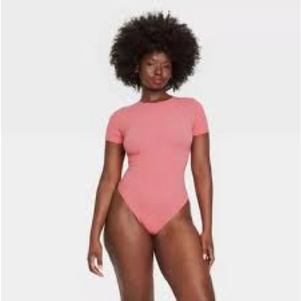 Target Women's Coral Short Sleeve Bodysuit